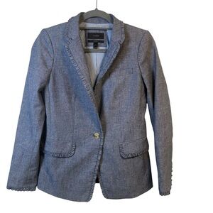 J.Crew Chambray Regent Blazer with Ruffle Trim Size 0- New without tags